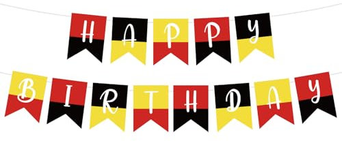 SAVITA Negro y Rojo Happy Birthday Pancarta, Guirnalda Premontada Decoración Ratón Cartoon Banderines Temáticos de Ratón para Niños Niñas 1°/2°/3° Cumpleaños Baby Shower Artículos para Fiestas