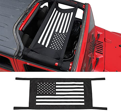 TDHLW Hängematte Cargo Net Dach Netz USA Flagge Hängematte für Jeep Wrangler YJ TJ JK JKU JL JLU JT Gladiator 1987-2025
