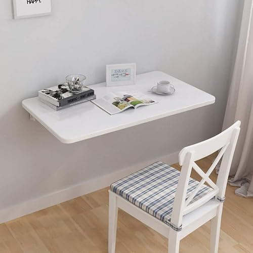 Weißer Kleiner Klapptisch Wandmontierter Drop-Leaf-Tisch Für Kleine Räume Kindertisch Aus Holz Home Office Tisch Arbeitsplatz Computertisch, LxW 23.5x15.5inch/60x40cm