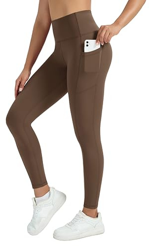 Enjoyoga Sport Leggings Damen mit Tasche - High Waist Sporthose Damen Gym Leggings Laufhose für Sport Gym Yoga (DE/NL/SE/PL, Alphanumerisch, Einheitsgröße, Regular, Regular, 2XL-3XL, Wüsten Braun)