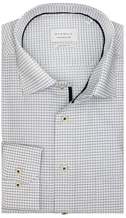 ETERNA Herren Langarm Hemd Comfort FIT | Dynamic Cotton™ | Karo Blau | 100% Baumwolle | Kentkragen Gr. 48