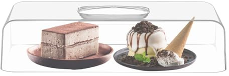 DEARMAMY Copri Cibo Rettangolare in Acrilico Trasparente, per Cucina | Vassoio con Coperchio, per Snack e Torte, Visibilità senza Sollevare il Coperchio, Facile da Pulire