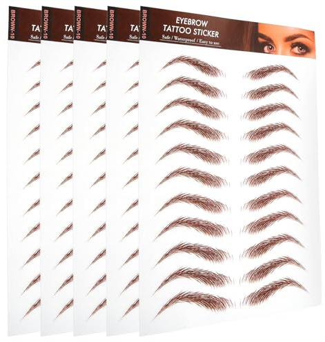 Toyvian 5 Bögen Wasserfeste Augenbrauen Tattoos Braune Künstliche Augenbrauen Aufkleber zum Stylen Langlebige Augen Make Up Zubehör für Natürlichen Look