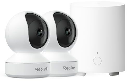 Reolink Smart Indoor Sicherheits-Bundle: 2× E1 4MP 2K Innenkamera mit 360°-Ansicht & Auto-Tracking + Home Hub Mini, Lokaler Speicher, Dual-Band WLAN, Verschlüsselt