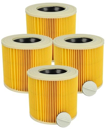 vhbw 4x Faltenfilter kompatibel mit Kärcher NT 27/1 ME ADV | NT 27/1 ME Professional Staubsauger - Patronenfilter Gelb Abwaschbar