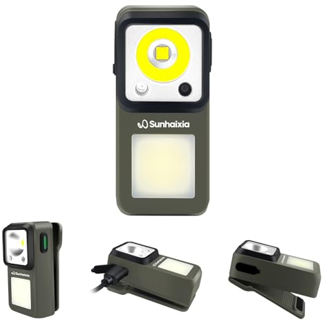 Clip on Torch Rechargeable 600 Lumens Flashlight, Magnetic & Waterproof | Small EDC Torch with Spot & Flood Light, LED Clip on Light for Dog Walking, Running, Safety Warning