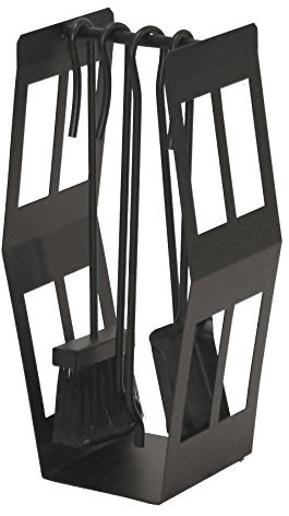 Kaminbesteck schwarz beschichtet B/H/T = 20/42/15,5 cm