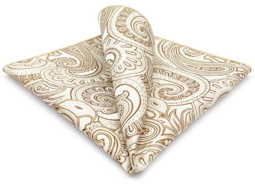 S&W SHLAX&WING Silber Beige Paisley Herren Einstecktücher Seide Neu Arrvial