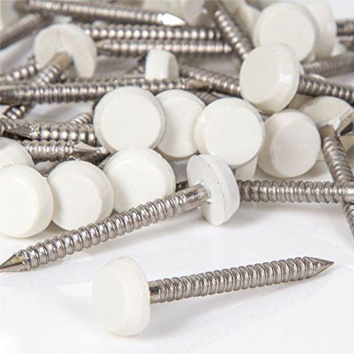 50x White Poly Top Cladding Pins/Nails - UPVC/Fascia/Soffit Roof Plastic Cap Polytop