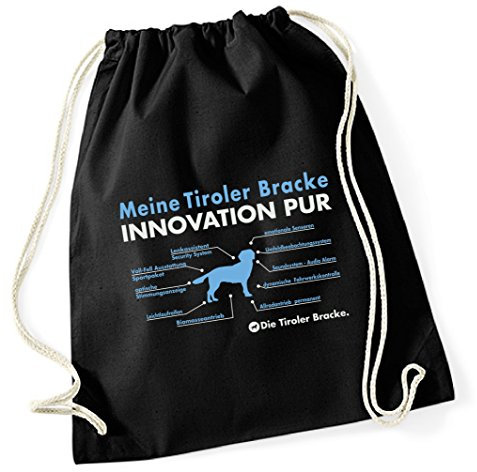 siviwonder Turnbeutel - INNOVATION Liste TIROLER BRACKE Tirol Bracken Jagdhund Hund Hunde - Baumwoll Tasche Beutel schwarz
