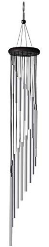 ABREOME Windspiel Chimes , Klangspiele Windspiele Deko mit Klang Aluminium groß Gesamtlänge 91cm für draußen Balkon Garten, Silber