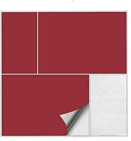 Kiwistar Fliesenaufkleber Dunkelrot Seidenmatt - 15 x 20 cm - 50 Stück - Klebefliesen zum Überkleben von Wandfliesen - Fliesensticker für Küche Bad Fliesenmuster - selbstklebend und wasserfest