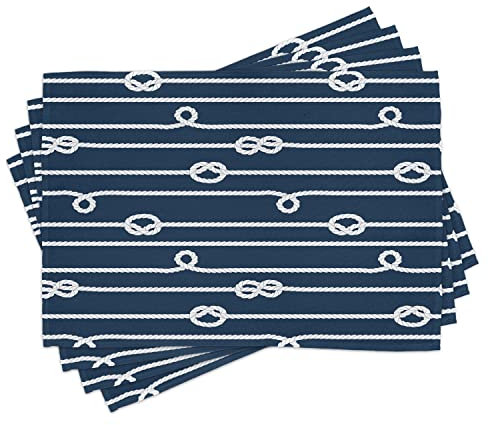 ABAKUHAUS Bleu Marin Lot de Sets de Table en 4 pièces, Sailor Nœuds Marine, Tissu Lavable pour Salle à Manger et Cuisine, 30 cm x 45 cm, Marine Chameau