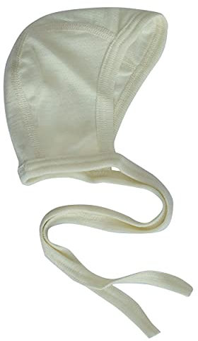 Cosilana Baby Häubchen aus 70% Wolle und 30% Seide (Natur, 50-56)