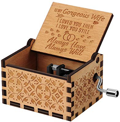 Huntmic Musikkästchen aus Holz „You Are My Sunshine“, Spieluhr mit Laser-Gravur, Vintage-Box, Geschenk, für Geburtstage, Weihnachten, Valentinstag
