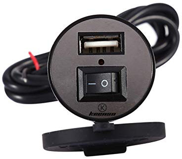 12V Prise Port d'alimentation Chargeur, Keenso USB Prise Téléphone Portable Chargeur Electrique avec Interrupteur 1.5A USB pour Moto Véhicule