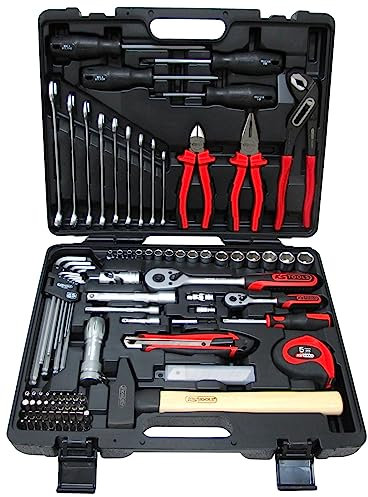 KS TOOLS - 911.0703 - boite a outils complete 1/4'' - 1/2'', 103 pièces - malette outils tournevis douilles et marteau - caisse a outil et outillage mecanique auto garantie à vie