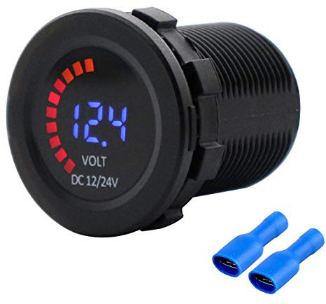 LED Digitale Anzeige KFZ Voltmeter 12V 24V Spannungsmesser für Auto Camper Boot Wohnmobil Wohnwagen Batterie Spannungsanzeige Motorrad Batterieanzeige