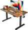 FEZIBO Schreibtisch Höhenverstellbar Elektrisch, 120 x 60 cm Computer Stehschreibtisch mit Memory-Steuerung und Anti-Kollisions Technologie, Schwarzer Rahmen/Braun Tischplatte