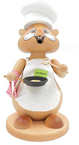 Kuhnert - Original Erzgebirgische Holzkunst Räuchermann Räucherfigur Hamster 31cm - Koch