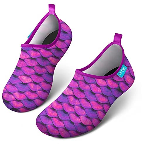 Fin Fun Wasserschuhe Asian Magenta - Rutschfeste Badeschuhe Gr. 28-29 | Leichte Schwimmschuhe im Meerjungfrauen-Design - Ideal für Strand und Pool - Schnelltrocknendes Synthetik ohne Verschluss
