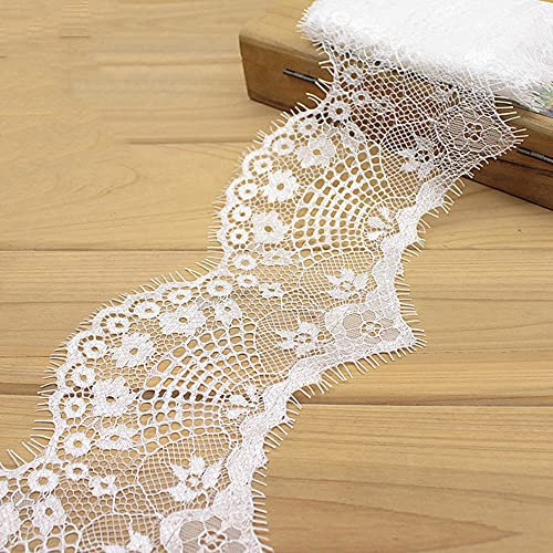 3 Yard Spitzenband,Spitze Quastenbordüre,Vintage Spitzenbordüre Spitzenborte Spitzenbesatz Schleifband Dekoband Zierband Spitzenstoff für DIY Basteln Nähen Hochzeit Tischdeko Nähzubehör,11.5cm Weiß