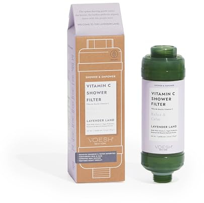 VOESH Vitamin C Duschfilter - Dusch-Aromatherapie & Wasserreiniger - 100% Vegan: Mit Vitamin C, Pflanzenölen, Hyaluronsäure - Lavender Land