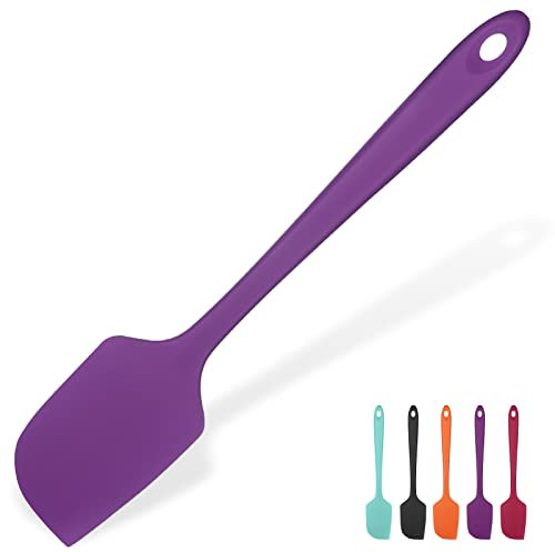 35,6cm Extra Großer Silikon Spatel: U-Taste 315℃ Hitzebeständiger Langer Flexibler Gummispatel für Schalen & Antihaft-kochgeschirr, Nahtloses Backen Teigschaber für Mischen Schaben Kochen (Lila)
