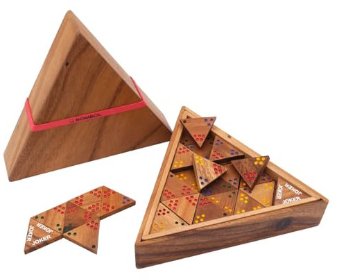 ROMBOL Tridomino - anspruchsvolle Variante des Dominospiels für 2-6 Personen aus Holz, Modell:3