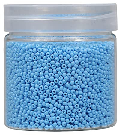 Bala&Fillic 2mm Runde Perlen zum Auffädeln 10000pcs/110 Gramm in Box,12/0 Hellblau GlasPerlen kleine Rocailles Perlen für Machen Schmuck Ohrring Armbänder Halskette (Hellblau)