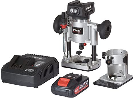 Trend T18S 18 V 8mm bürstenloses Tischsäge-Kit (1 x 4-Ah-Akku und Schnellladegerät), T18S/R14K1/E