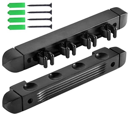 SM SunniMix Porte-queues Noir, 4 Porte-Queue De Billard, Support Queue De Billard Mural, Billard Accessoires, Support Mural pour Bâton De Billard, Clip pour Tiges De Table De Billard