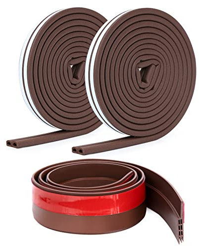 YOUSHARES 12M/39Ft Draught Excluder for Windows with 1M Rubber Seal - Self Adhesive Door Weather Stripping Insulation Strip (Brown)