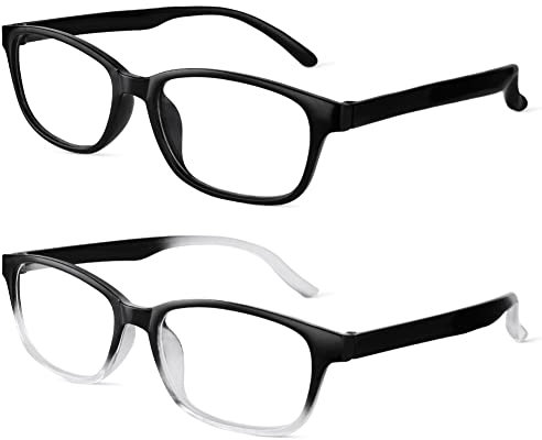 ACWOO Blue Light Blocking Glasses, 2 Pack Anti Blue Light Gaming Computer Glasses, Anti Glare Headache Eyes Strain Glasses with Blue Light Filter, Lightweight Clear Reading Glasses for Women Men (2P)