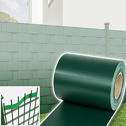 Jopassy PVC Sichtschutzstreifen Doppelstabmatten, 35m x 19 cm inkl. 30 Befestigungsclips Sichschutz Zaun, Stabmattenzaun Sichtschutzstreifen Windschutz, Grün