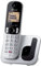 Panasonic KX-TGC250JTS Telefono Cordless Digitale, Unità Base e Ricevitore Singolo, ID Chiamante, Blocco Chiamate Indesiderate, Vivavoce, Modalità Eco One Touch, Sveglia Evoluta, Display LCD, Argento