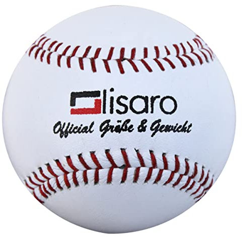 Lisaro Profi Baseball Basebälle | geeig. für Baseball Training Erwachsene und Teenager Studenten | Material Rindsleder | Top Qualität | Farbe Weiss, Baseball Umfang von Ca.9 Zoll