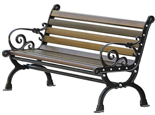 HUHJYUGE Gartenbank Wetterfest 3 Sitzer, Outdoor Bank Aus Aluminium, Parkbank Mit Armlehnen & Rückenlehne, Lattenrost Sitz Mit Cast Aluminium Frame, Für Balkon, Terrasse & Garten (180cm)
