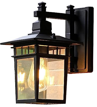 Quevia-Eletro Außen-Wandleuchte Retro Außenlampe Wasserdichter IP44 Rostfarbe Wandlampe Aluminiumguss Glas E27 Fassung Außenleuchte Gartenlampe Tor Terrassen Eingang Hauswand Balkon Beleuchtung