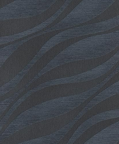 Rasch Tapete 608076 - Vliestapete in Blau mit Wellen und changierendem Effekt aus der Kollektion Sky Lounge