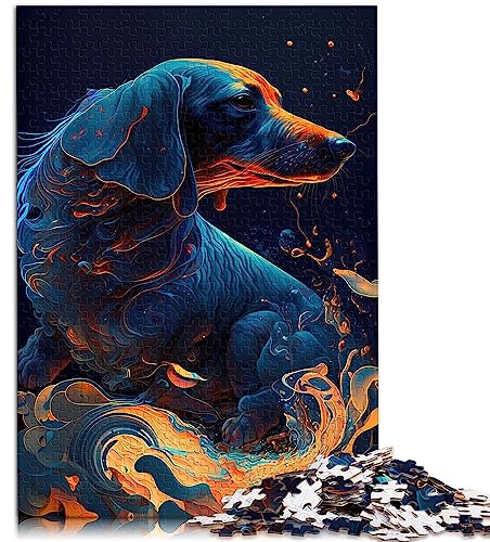 Dackel Hund Holzpuzzle für Erwachsene, 1000 Teile, für Kinder ab 12 Jahren, Lernspiel für Erwachsene, 29,5 x 19,7 Zoll/75 x 50 cm.