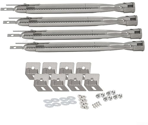 Grillmaschinen-Zubehör, Universal-Edelstahl-Brenner-Set, 4 Stück, für Gasgrill, 35–42 cm, mit 11 mm Lochdurchmesser für Outdoor-Grill