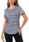Terecey Sportshirt Damen Kurzarm Sport Tshirt Damen Fitness Rundhalsausschnitt Yoga Shirt Damen Locker für Gym Laufen Workout Navy Blau XXL