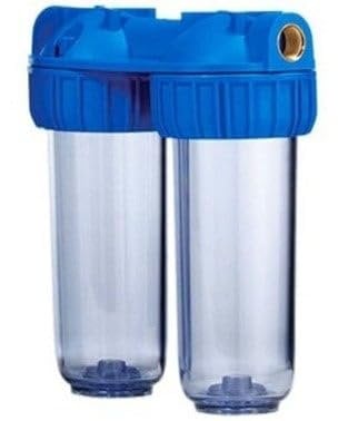 Suinga Pack 2 Vaso Contenedor Filtro 10 con Conexión Reforzada Latón, Presión 6 Bares, Sedimento y Polifosfato, Agua Potable