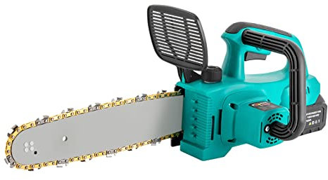 Motosega a batteria, sega elettrica da 12 pollici, ricaricabile senza fili con 2 batterie 3000ma, 1100 W, 29 x 10 x 7,5 cm, per il taglio del legno e dei rami