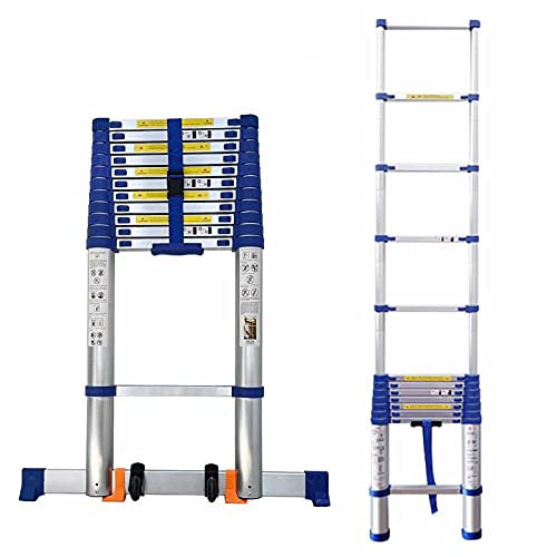 CORCI Leitern, 8M, 26 Fuß Höchstekopleiter Mit Rotierenden Haken & Stabilisator Bar, Blaue Mächtige Einziehbare Leitern Für Dächer Exi25C Outdoor -Arbeit, 300 Pfund Laden