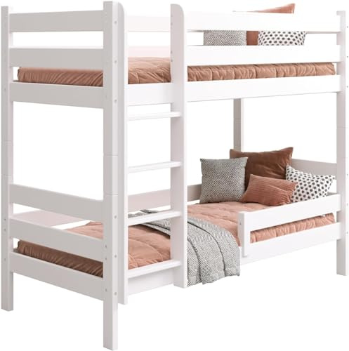 YOUKO Etagenbett Kinderbett 190x80 Matteo Lux- Hochbett 2 Kinder - Kinderhochbett mit Leiter - Möglichkeit zur Aufteilung in 2 Betten - Holzbett Kiefer Ohne Matratze