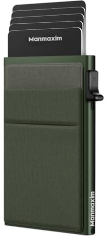 Manmaxim Portafoglio Uomo Slim, Porta Carte Credito Uomo Alluminio RFID Portafoglio Card Holder Wallet Porta Tessere Rigido con Porta Schede Banconote Verde