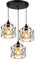 PETITES ECREVISSES 3 flammig Pendelleuchte Industrielle Vintag Hängeleuchte E27 Deckenleuchter mit Sechseck Design Lampe aus Eisen mit Hanfseil Pendellampe für Wohnzimmer Esstisch Küche
