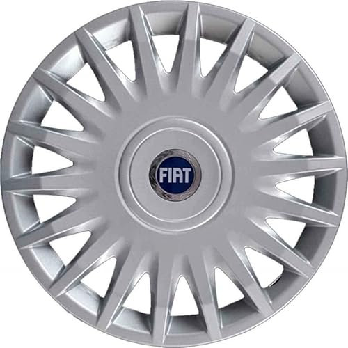 Satz mit 4 anpassbaren Radkappen – für FIAT STILO JTD Modell 2004 (BLAUES Logo) – Durchmesser 15 Zoll – Nicht original